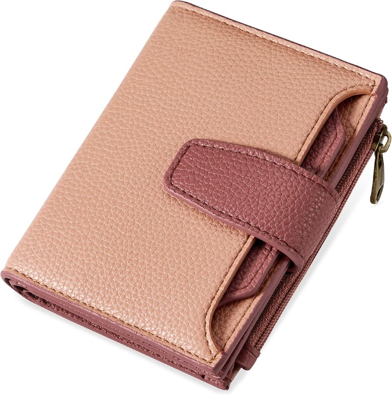 Airkit Small Wallet Women RFID Blocking Soft Leather Bifold Compact Card Holder Wallet for Women with Zipper Coin Pocket 4 ID Window - Image 1